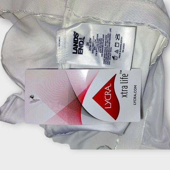 Lands End Womens Swimsuit Sz 2X Navy Print One Pc Tank Beachy Tankini UPF 50 Plu - Picture 10 of 12